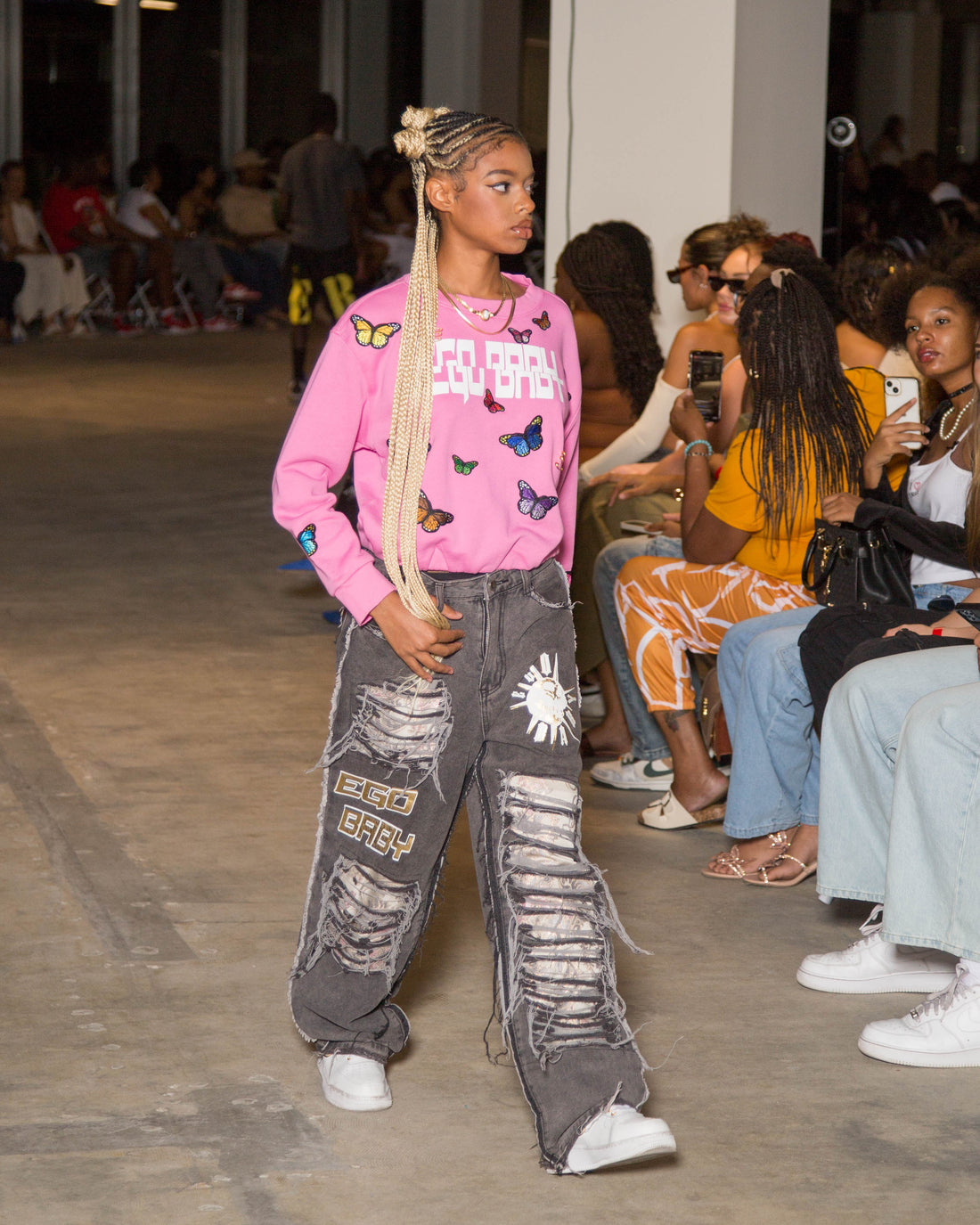 1-1 Washed Gray Mega Rip Pants