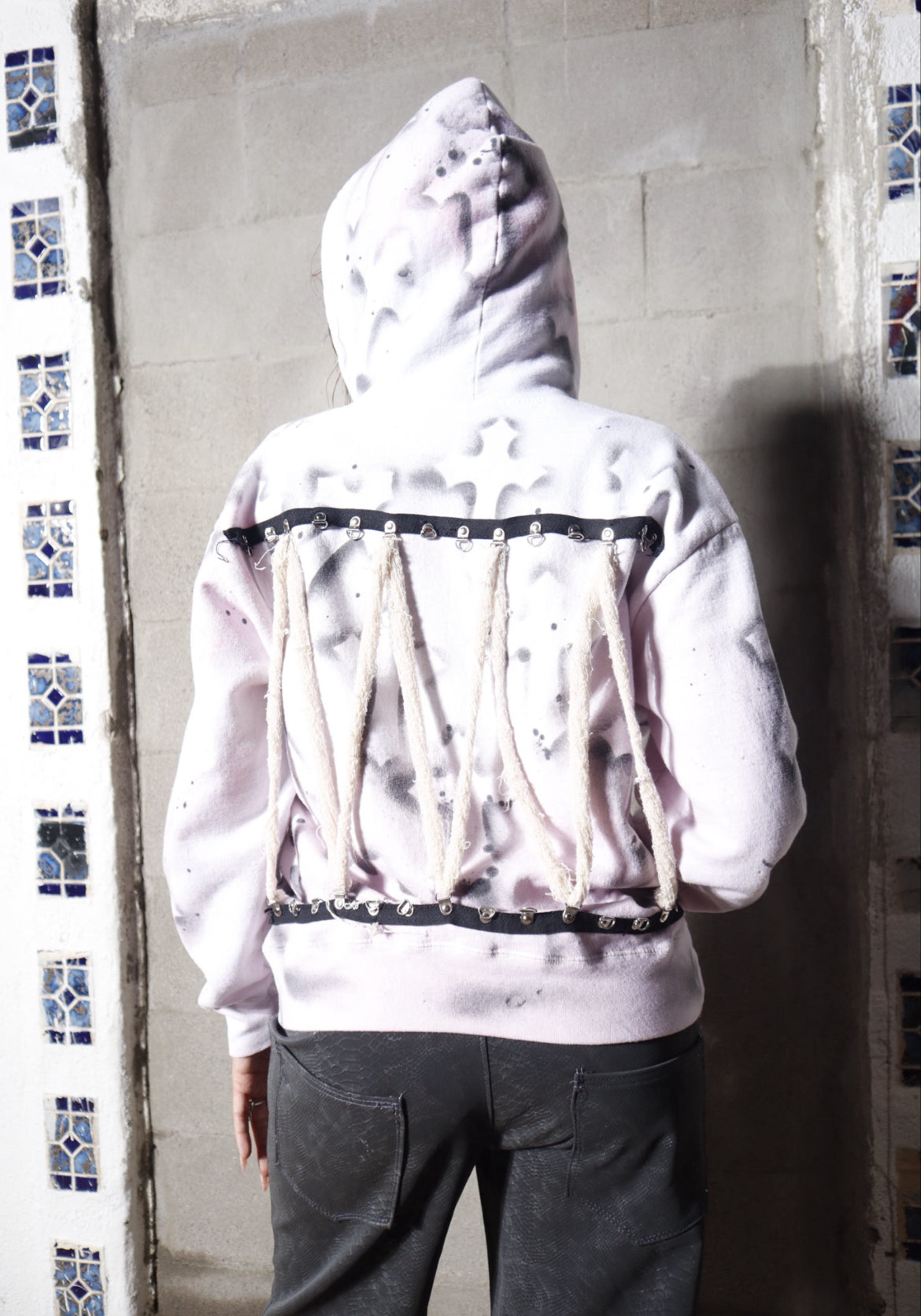 White Cross Rope Zip-Up