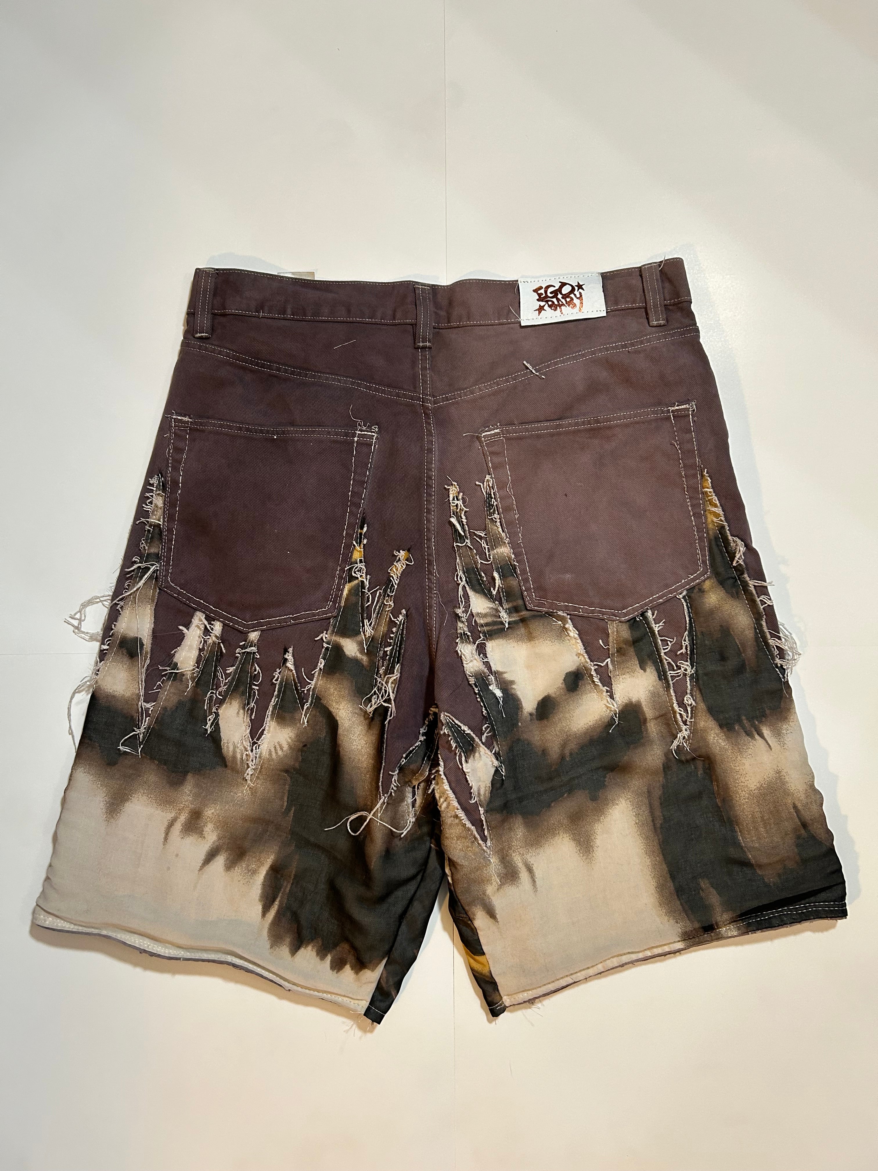 Brown spike Scarf Shorts
