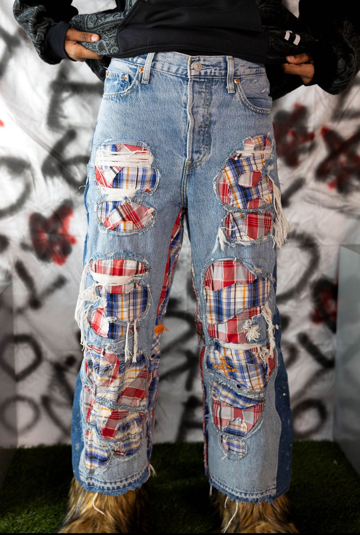 1-1 Plaid Patch Pants