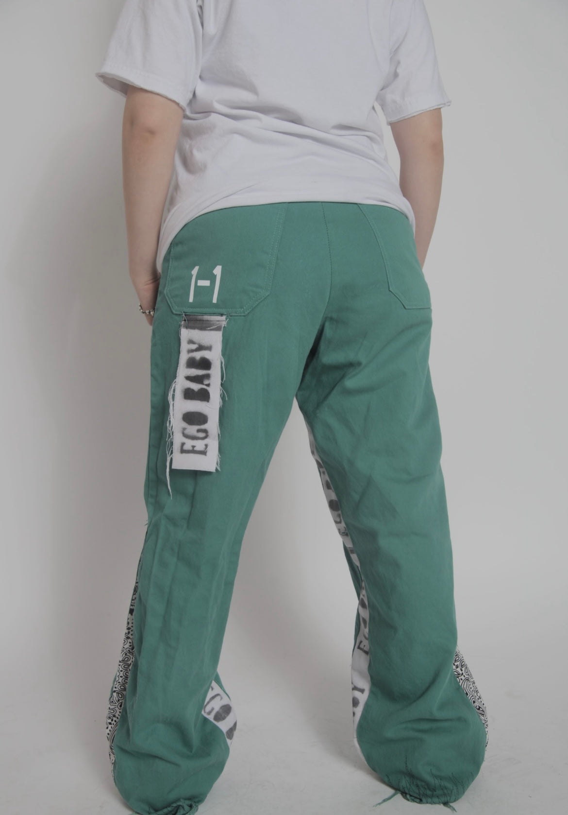 1-1 Green/White Letter Pants
