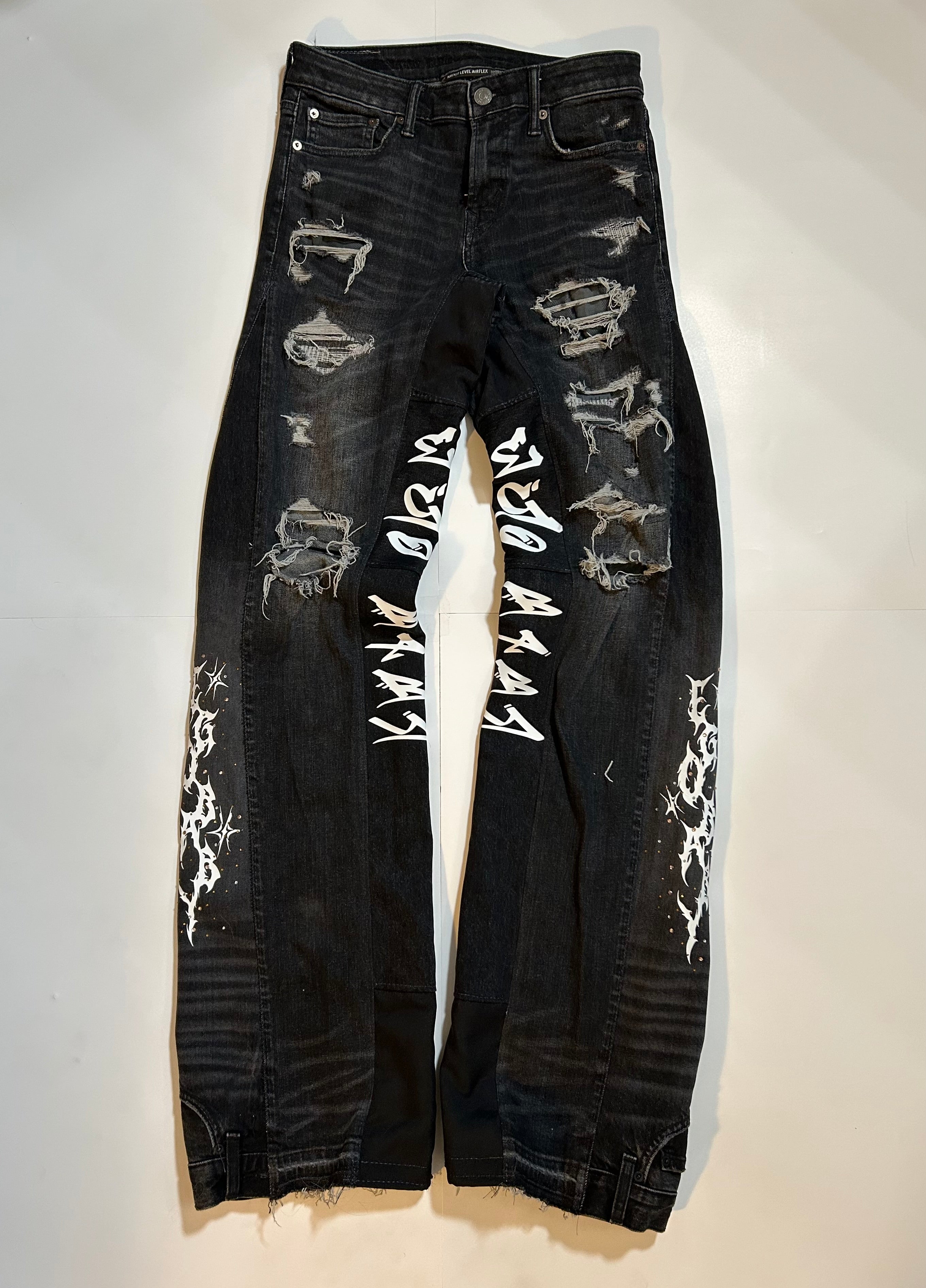 Wide Leg Upside Down Ripped Pants