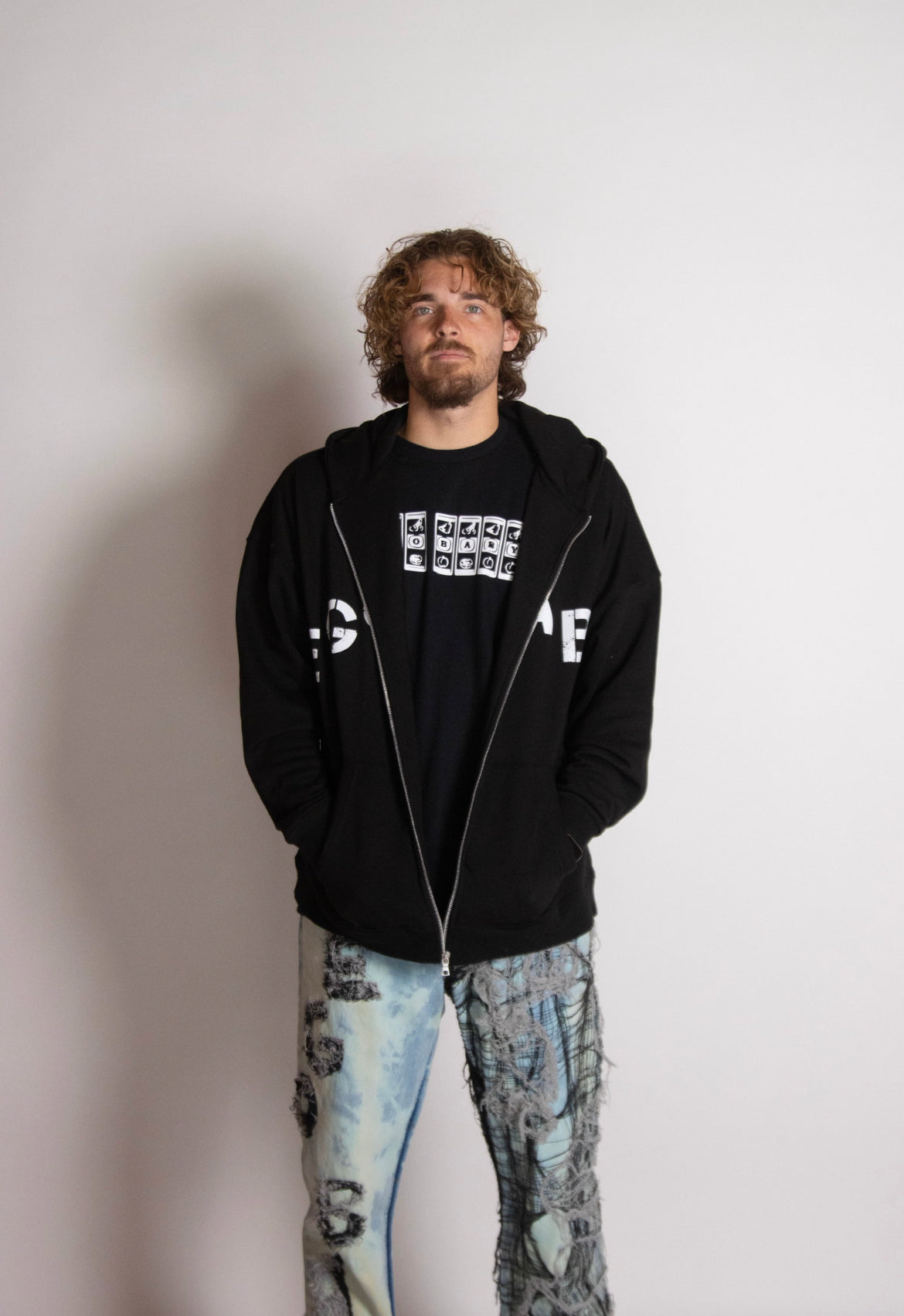 EGO BABY crossover text logo zip up