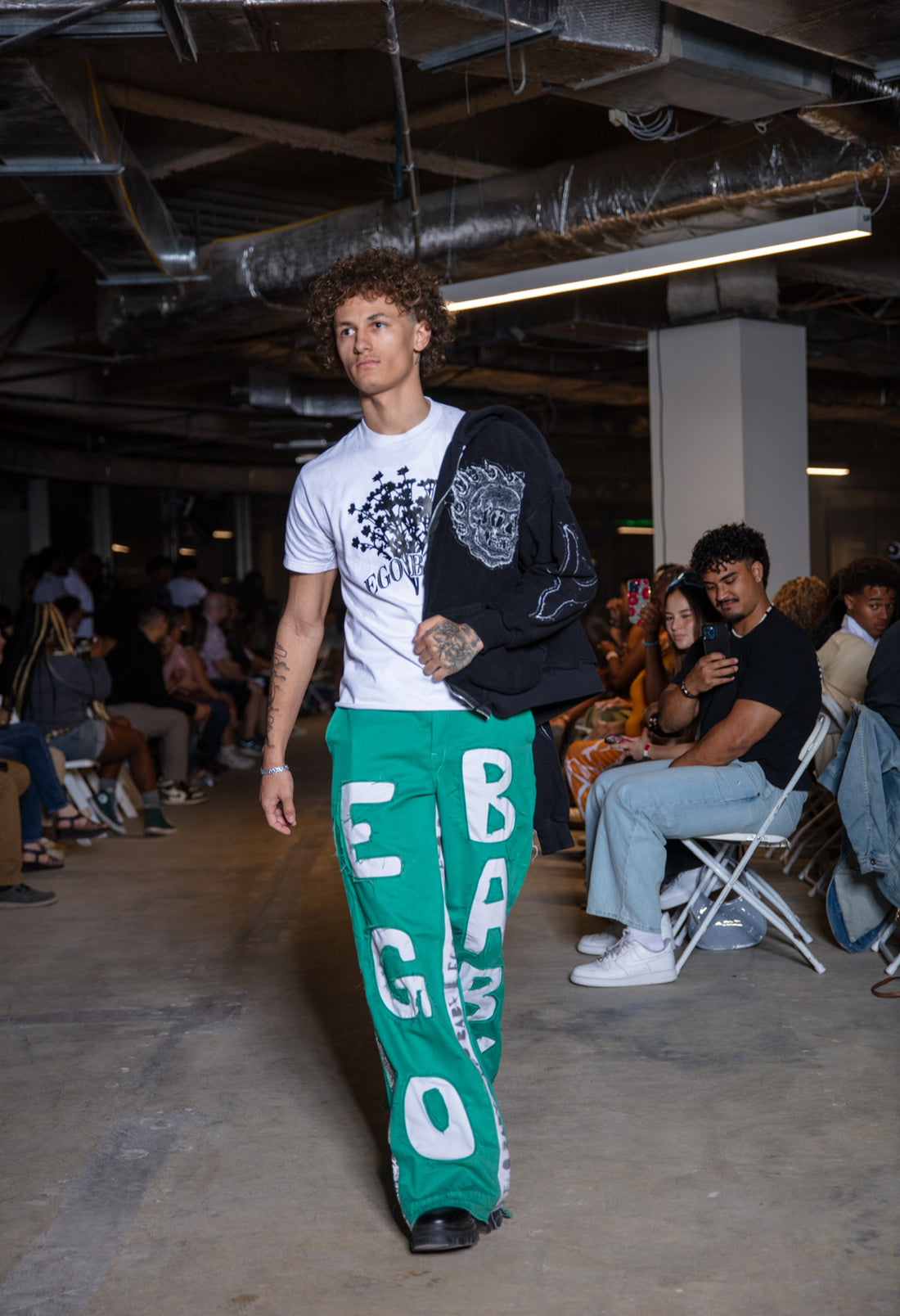 1-1 Green/White Letter Pants