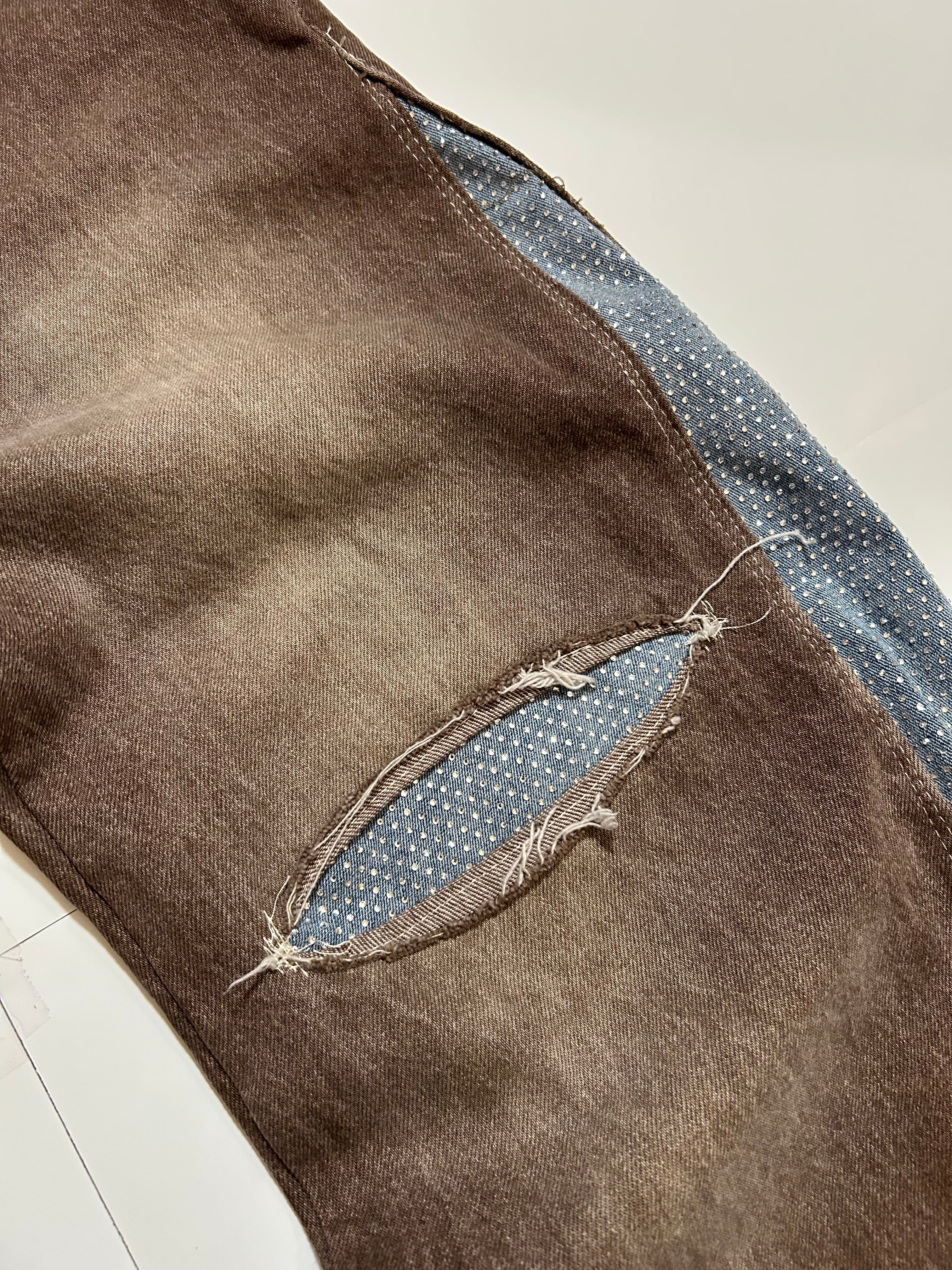 Brown Wide Leg crystal Pants