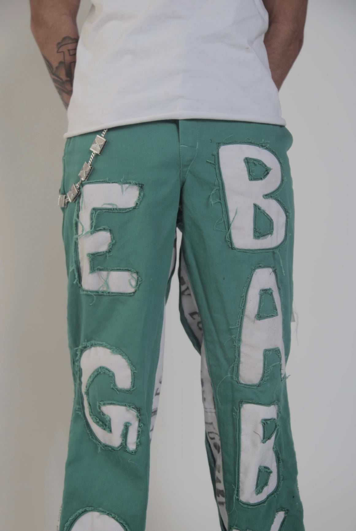 1-1 Green/White Letter Pants