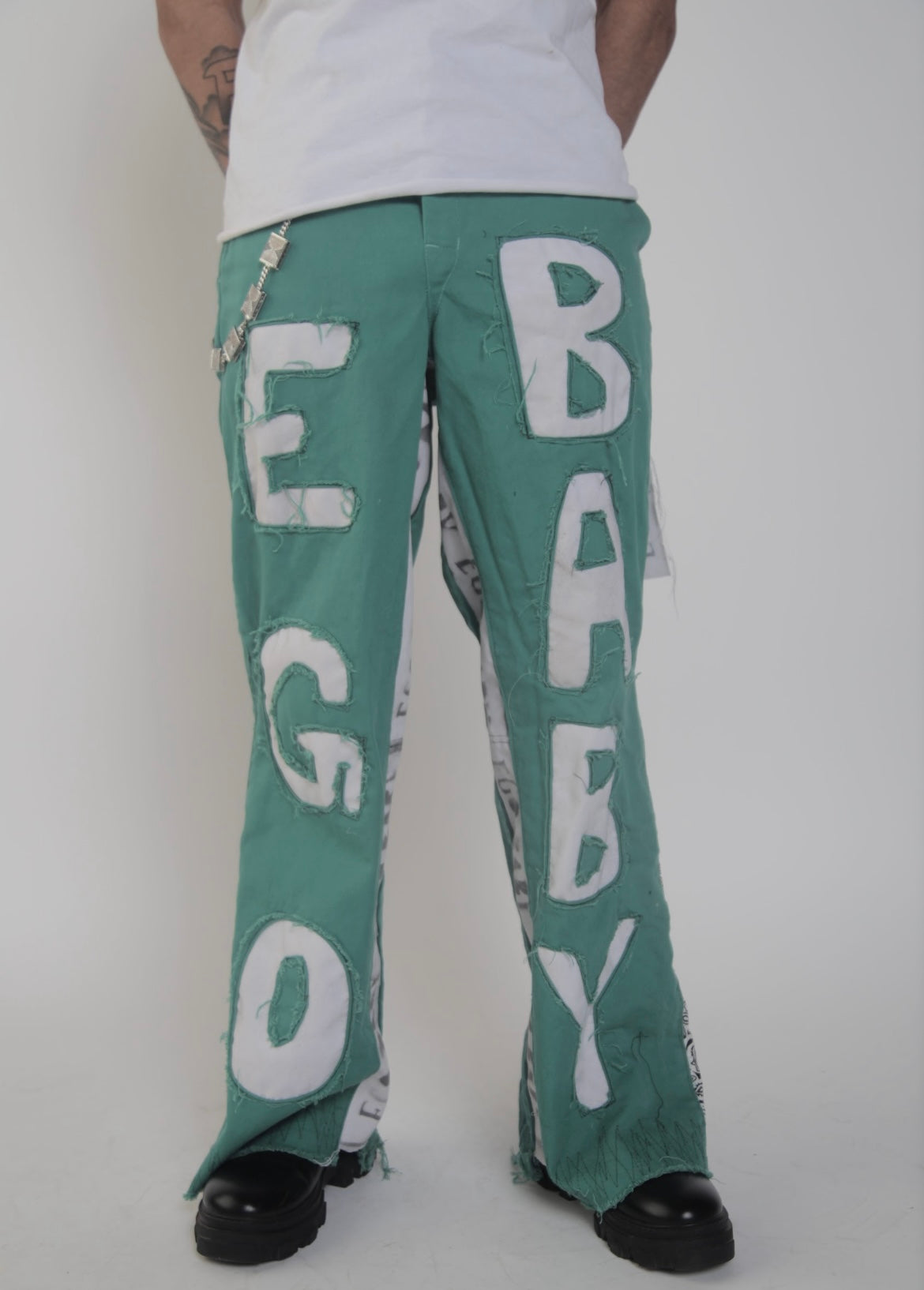 1-1 Green/White Letter Pants