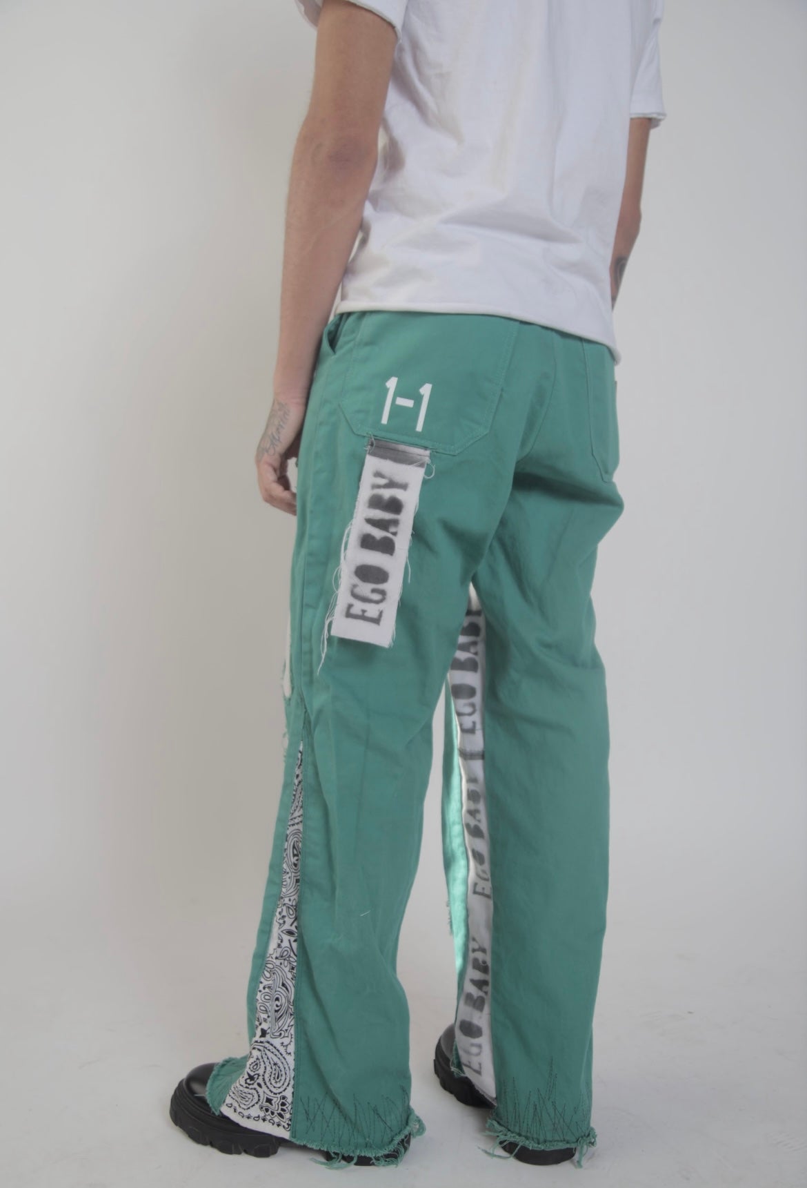 1-1 Green/White Letter Pants