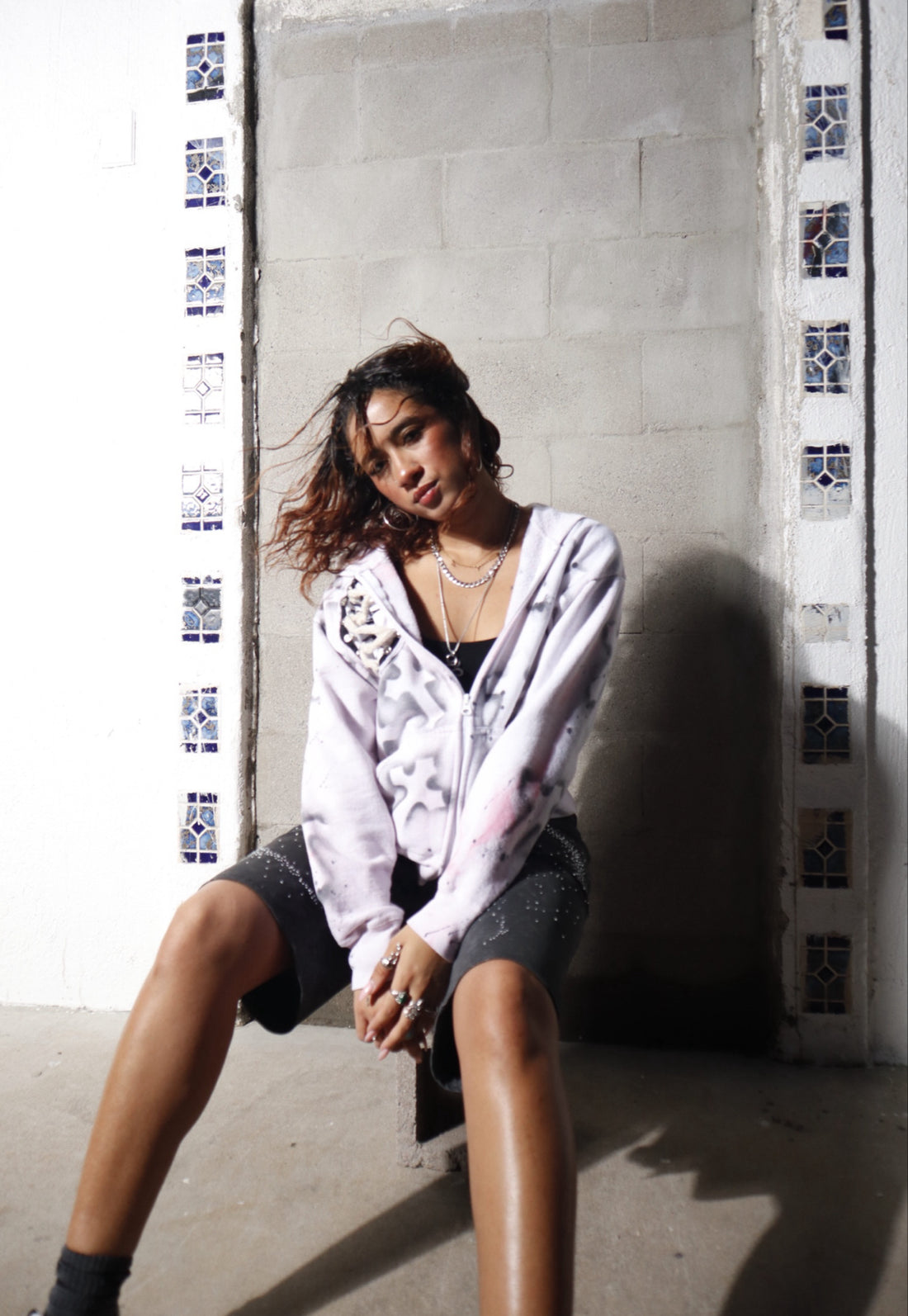 White Cross Rope Zip-Up