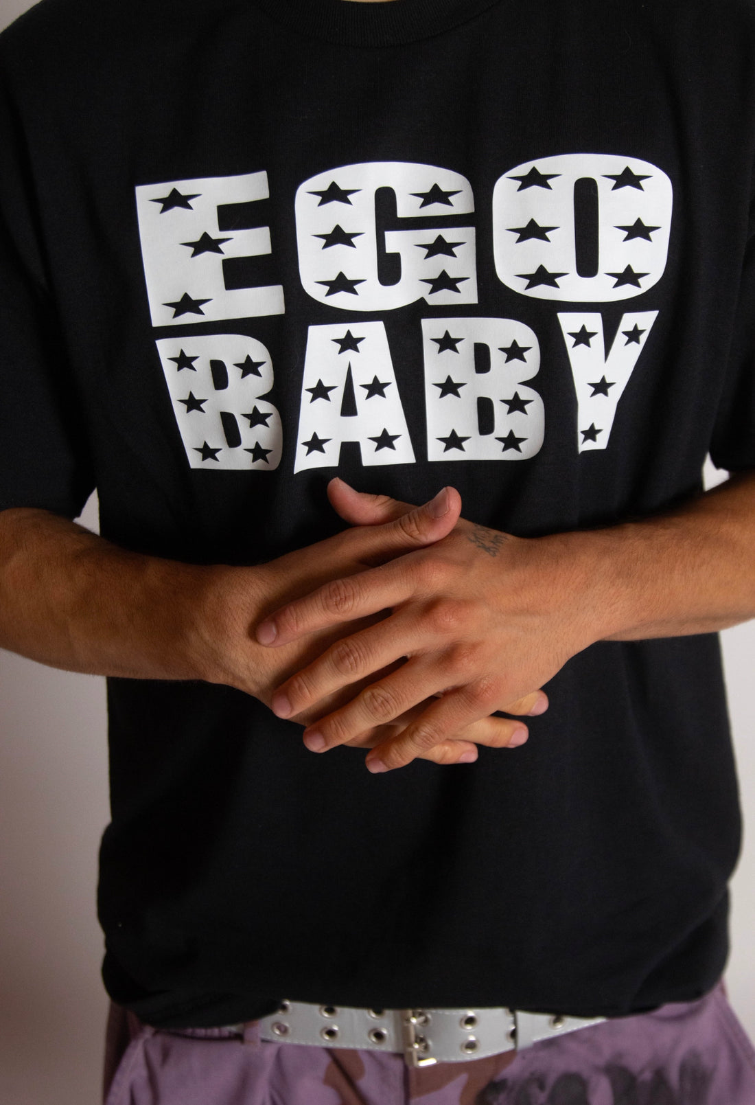EGO BABY glow in the dark star text shirt