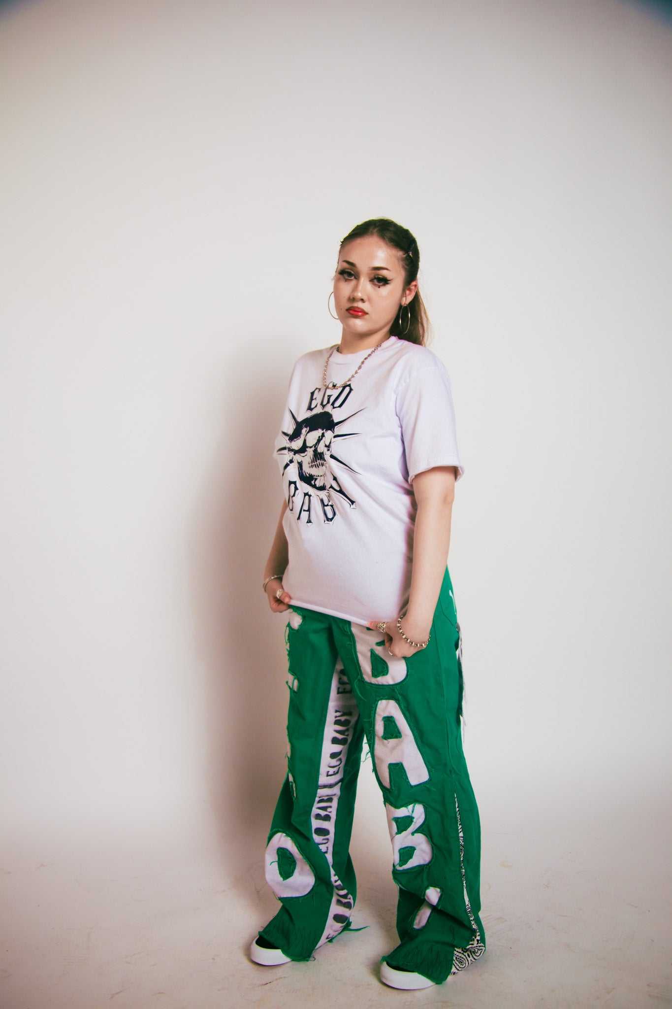 1-1 Green/White Letter Pants