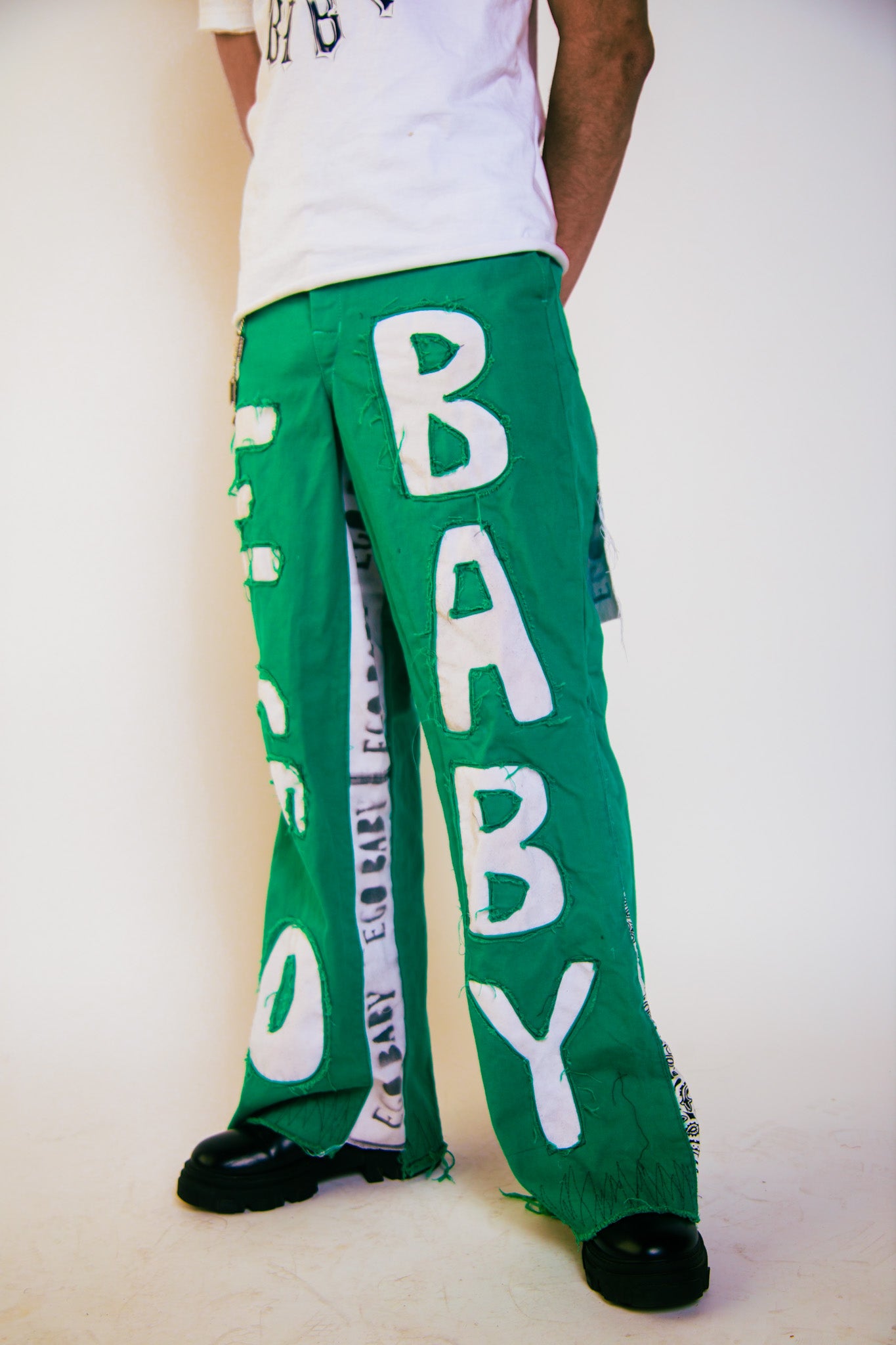 1-1 Green/White Letter Pants