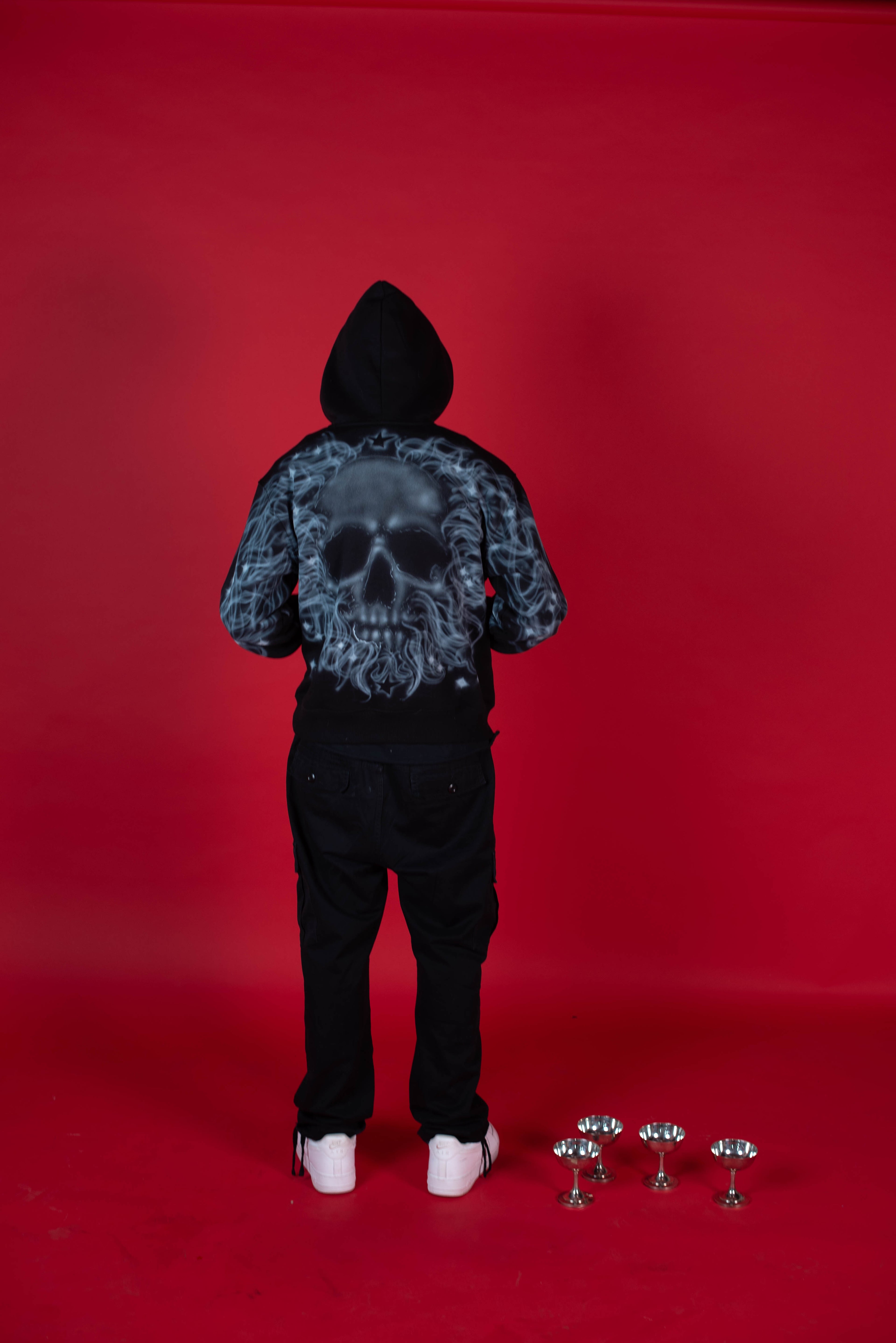 1-1 EB White & Red AirBrush Zip-Up