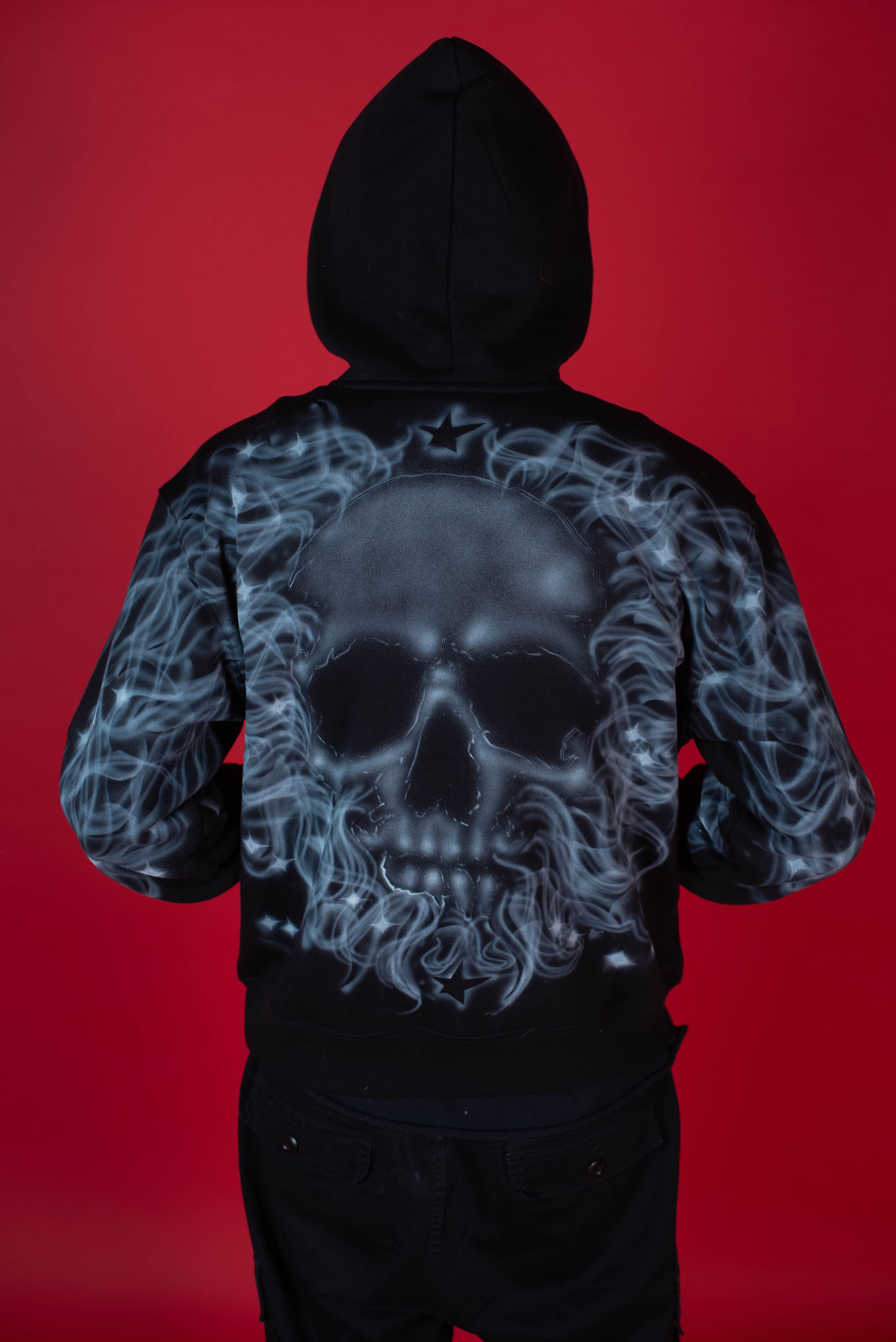 1-1 EB White & Red AirBrush Zip-Up