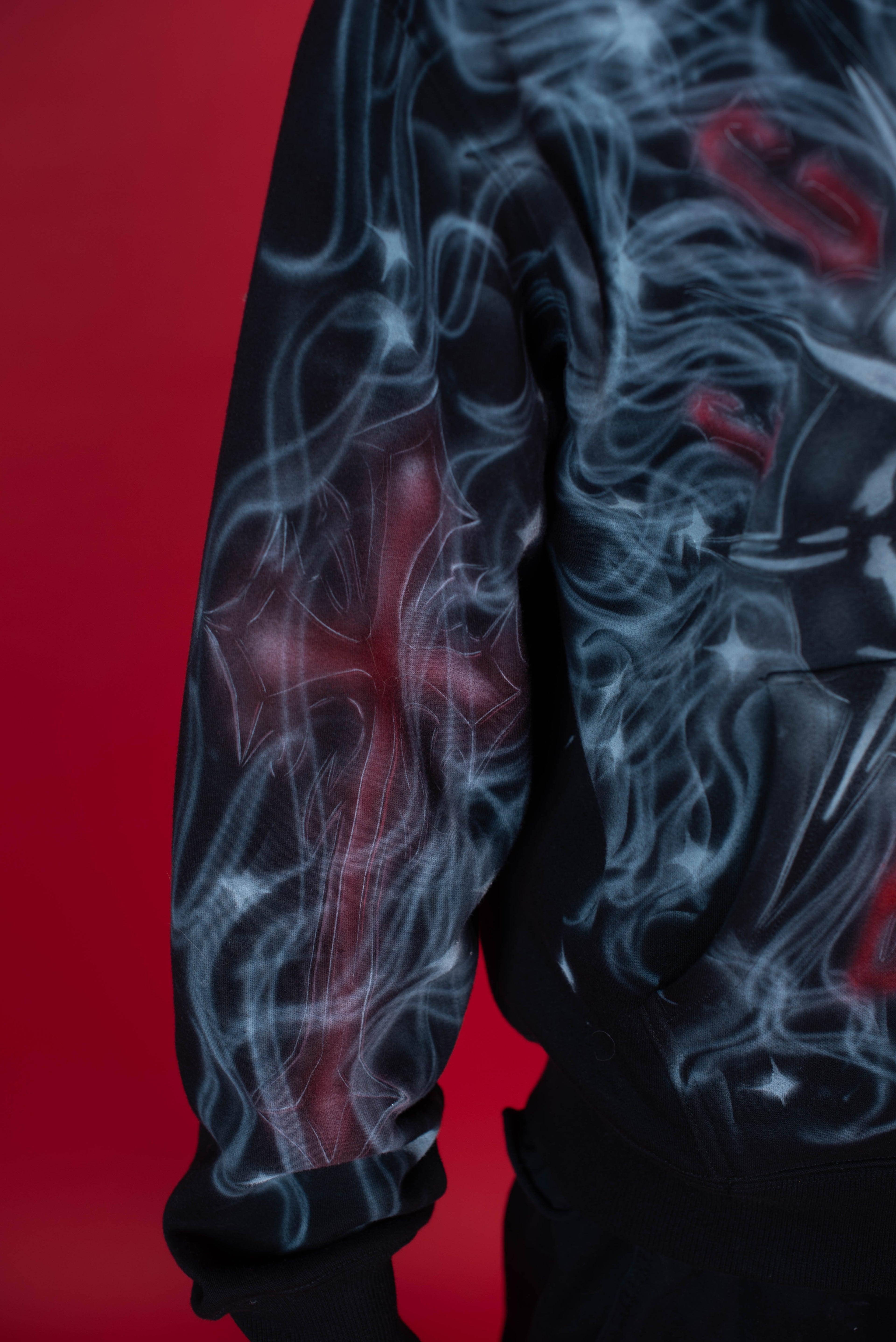 1-1 EB White & Red AirBrush Zip-Up