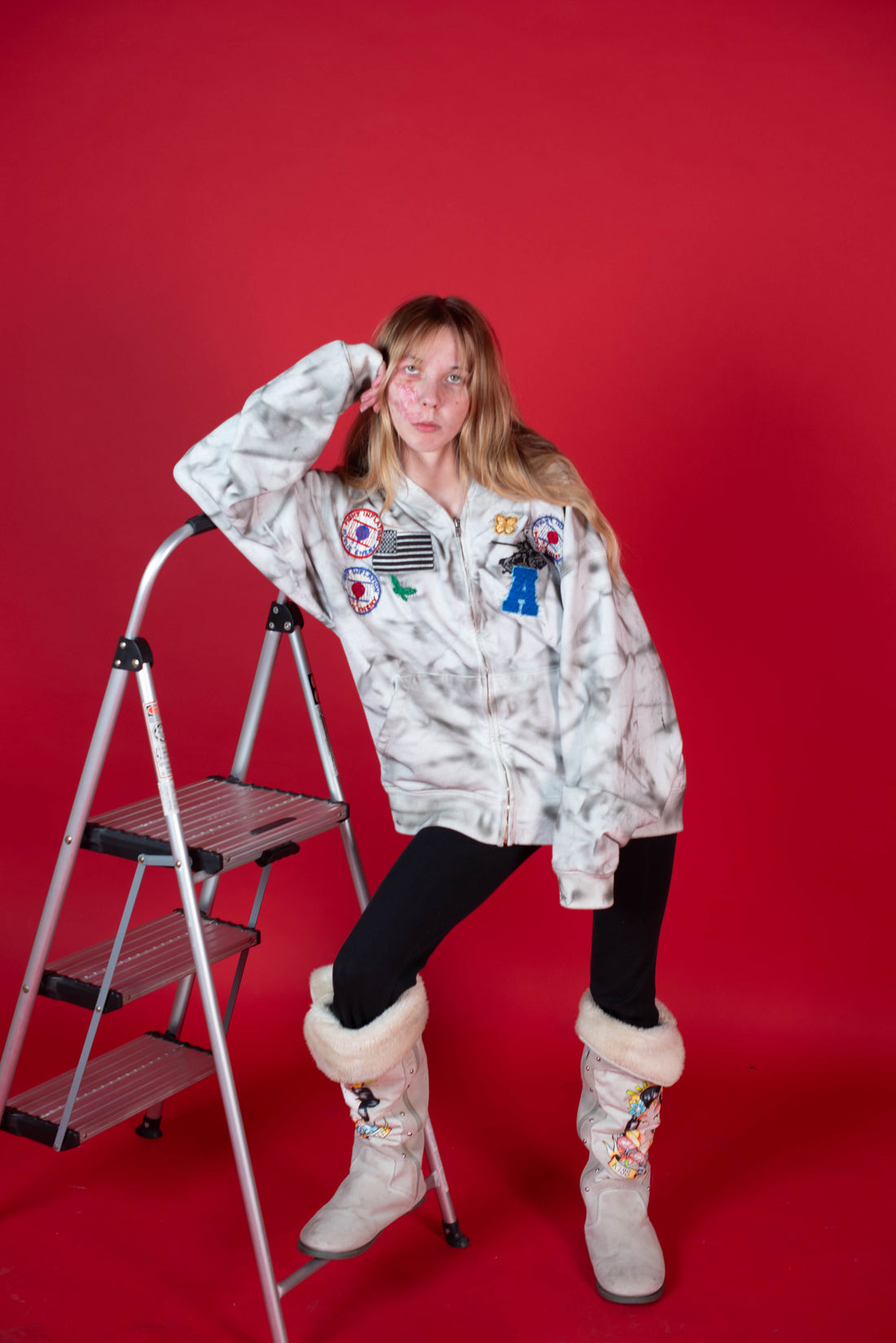 1-1 EB Dirty White Patchwork Zip-Up