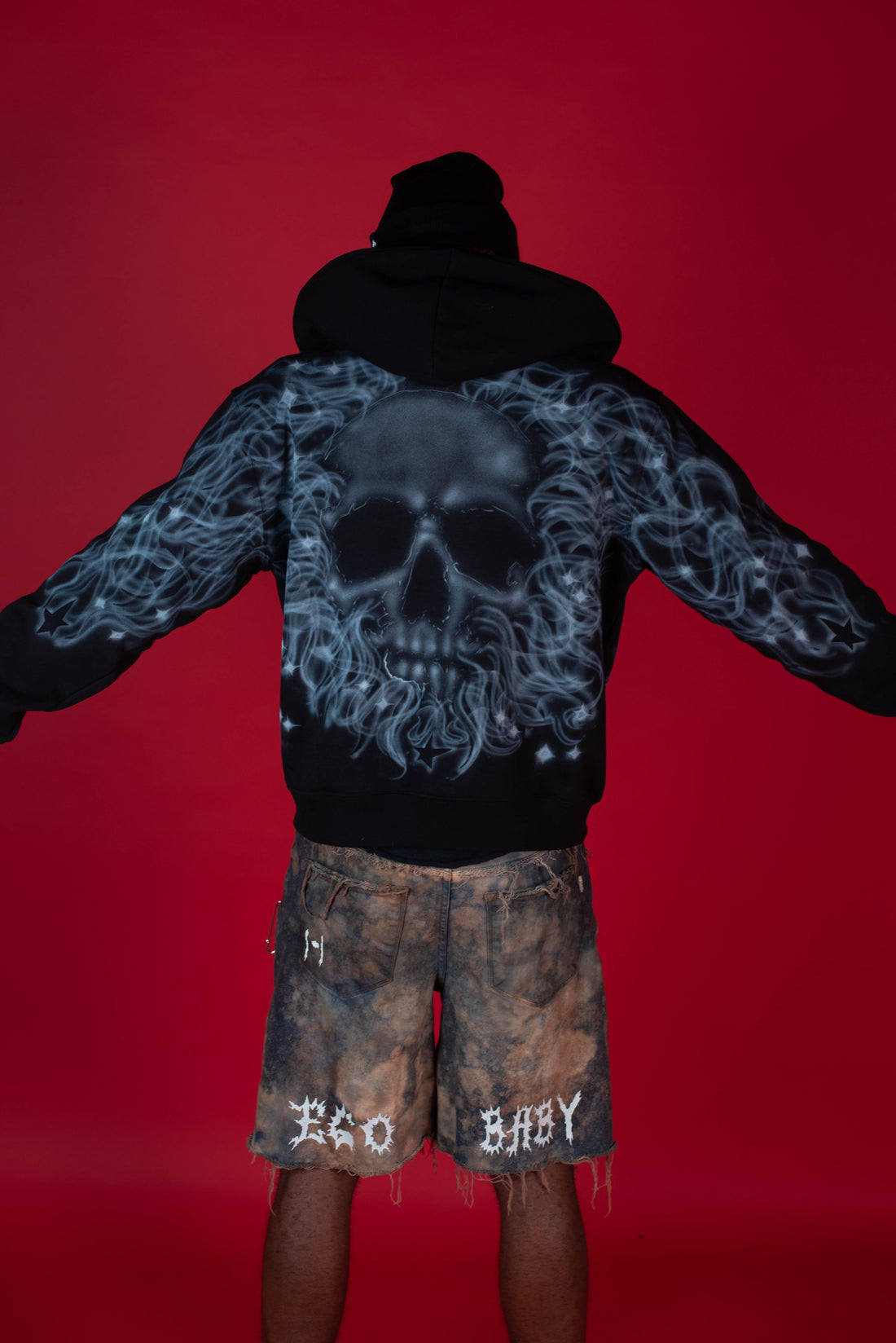 1-1 EB White & Red AirBrush Zip-Up