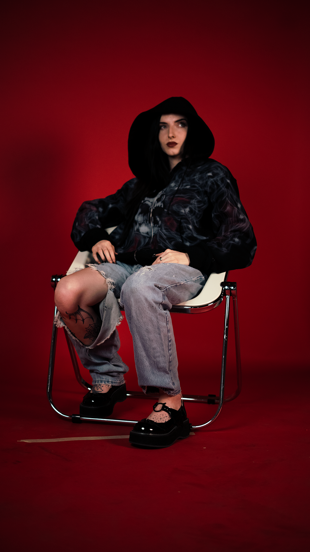 1-1 EB White & Red AirBrush Zip-Up