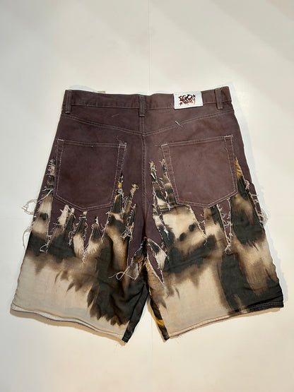 Brown spike Scarf Shorts