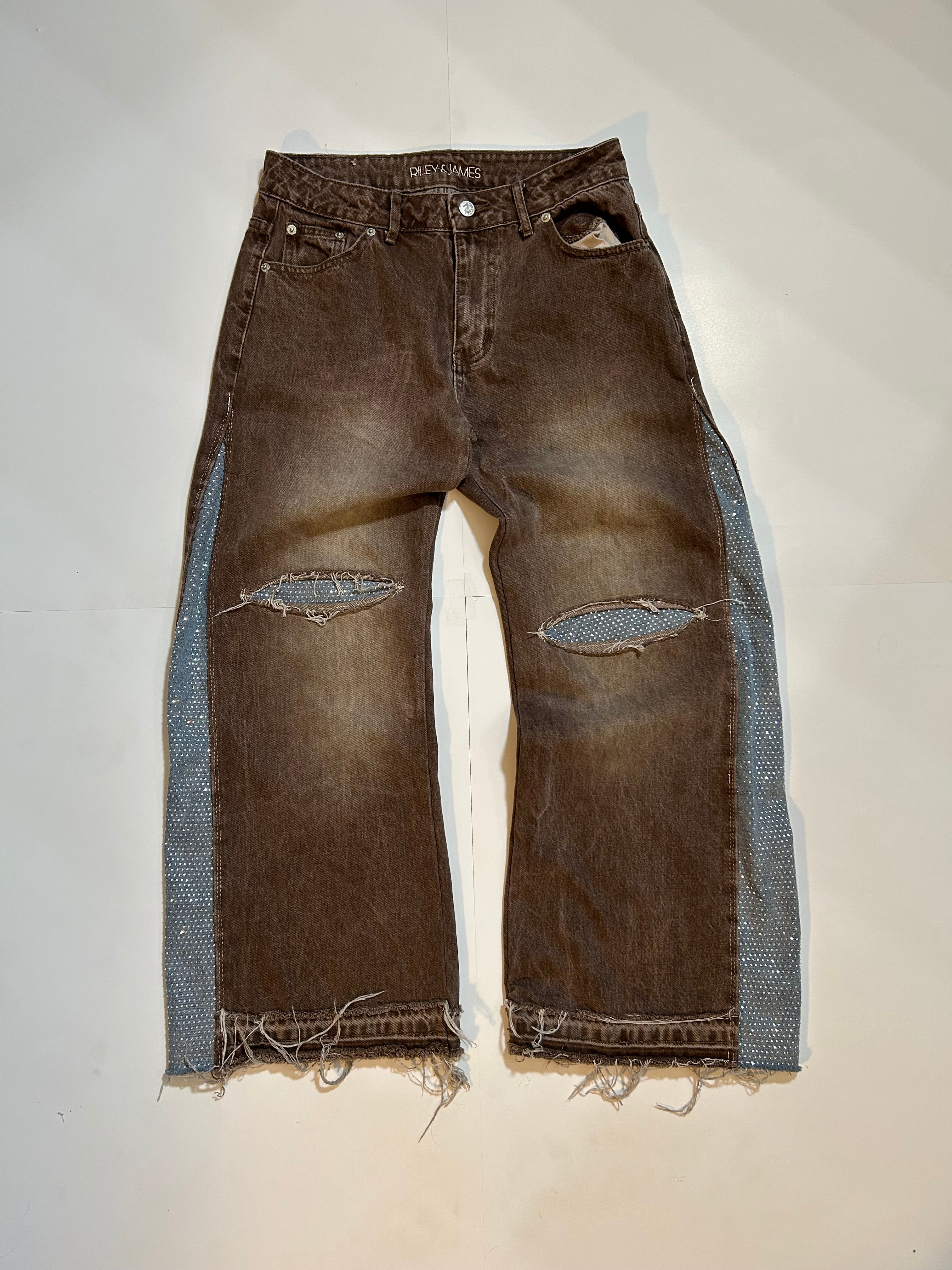 Brown Wide Leg crystal Pants