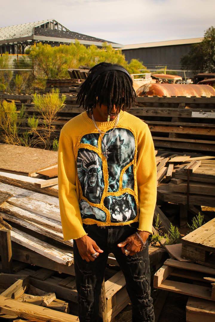 EGO BABY 1-1 WOLF DISTRESSED SWEATER