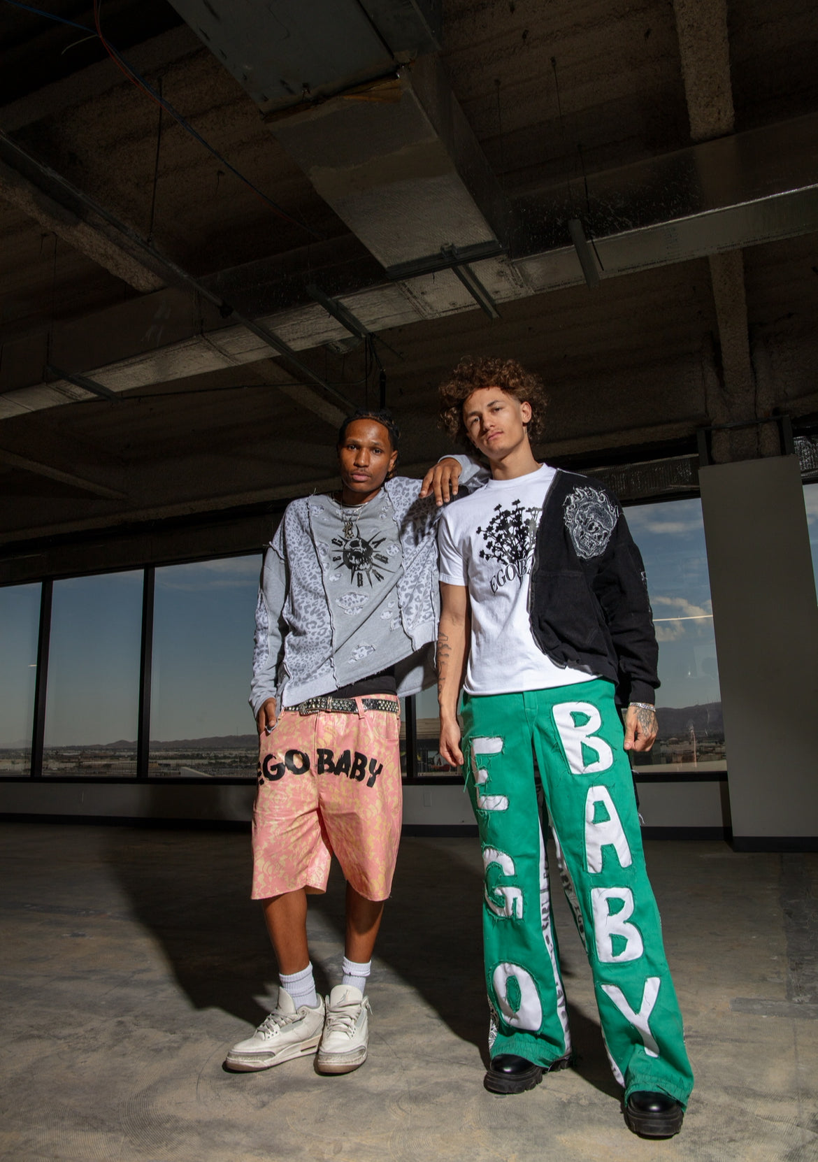1-1 Green/White Letter Pants