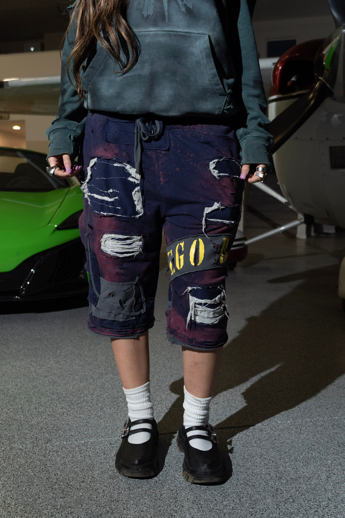 1-1 EgoBaby Purple Baggy Sweat Shorts