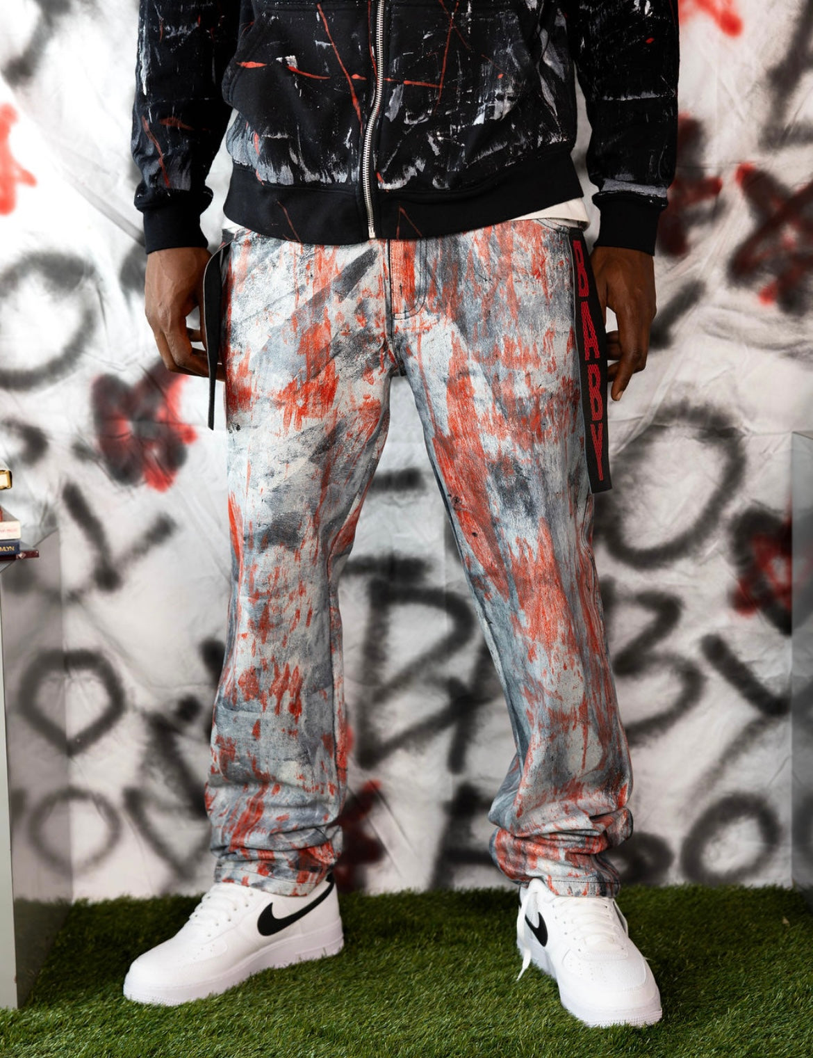 1-1 R/W black leather Pants