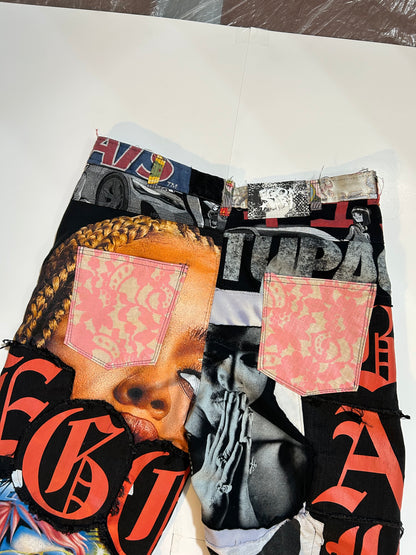 Muti Patch Work Pants