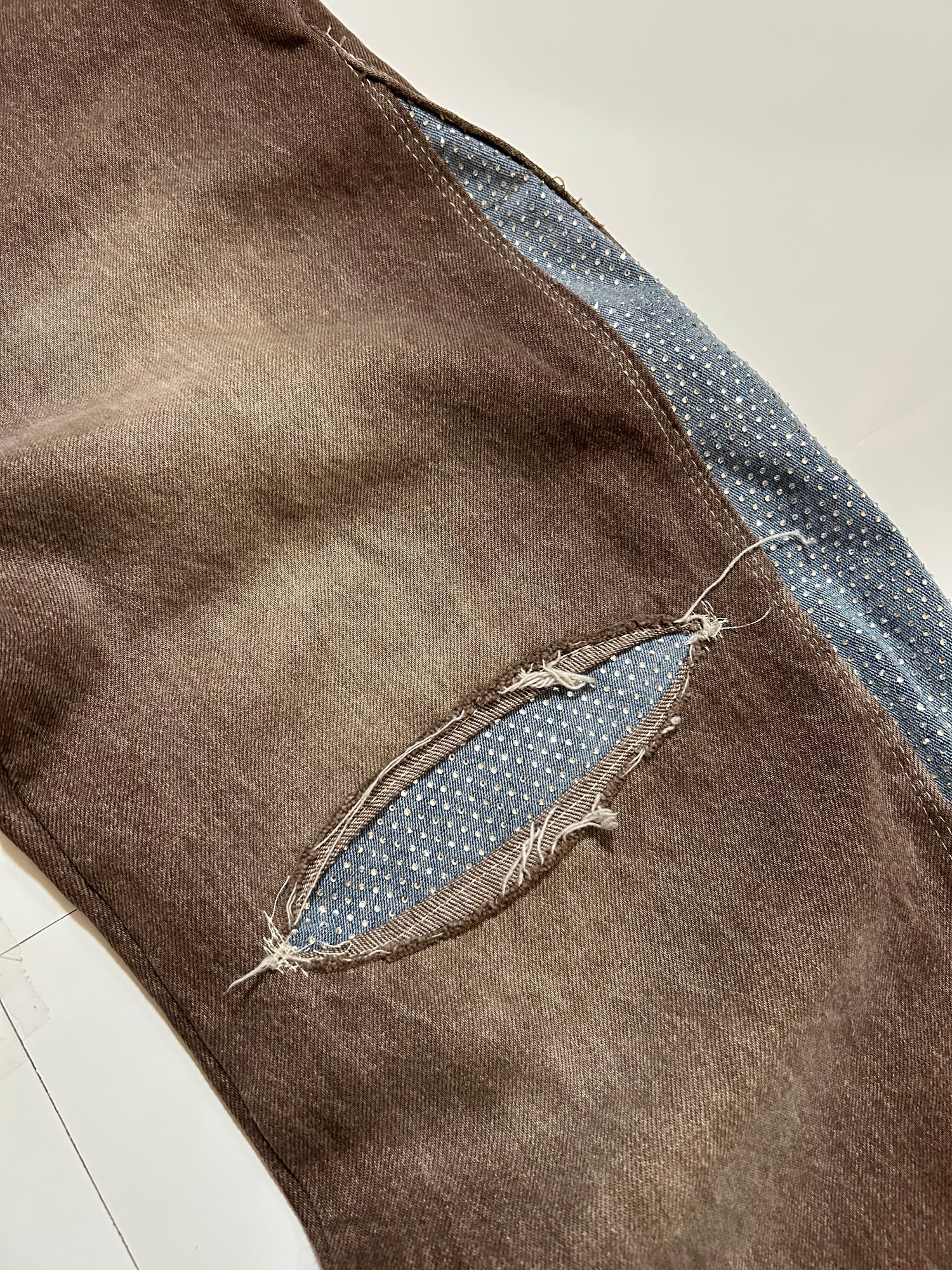 Brown Wide Leg crystal Pants