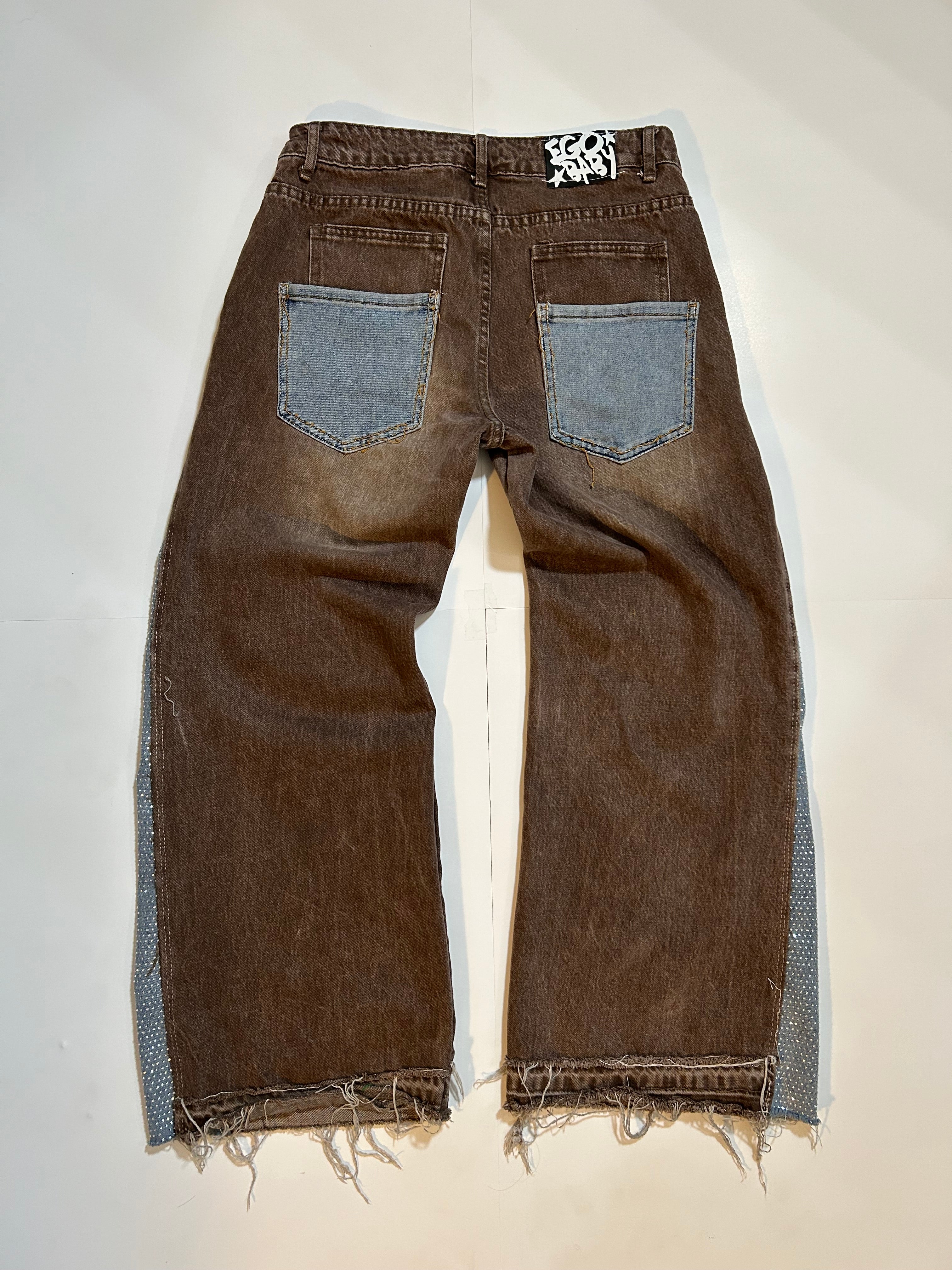 Brown Wide Leg crystal Pants