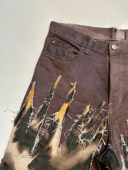 Brown spike Scarf Shorts
