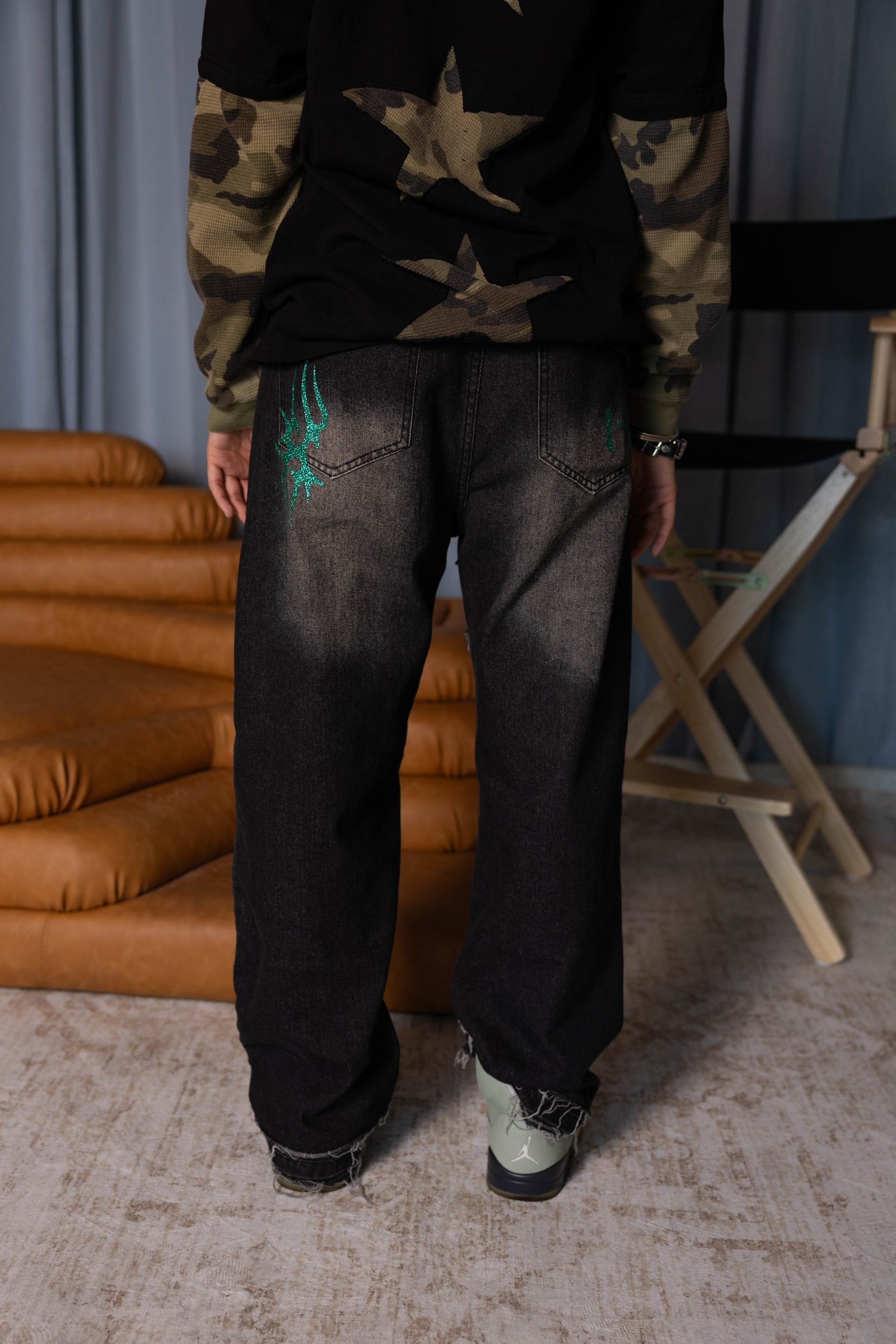 1-1 EB crystal Stud Pants