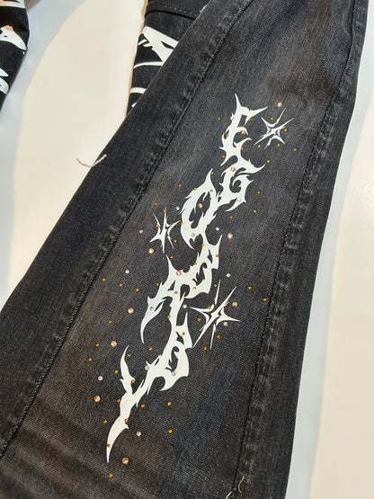 Wide Leg Upside Down Ripped Pants