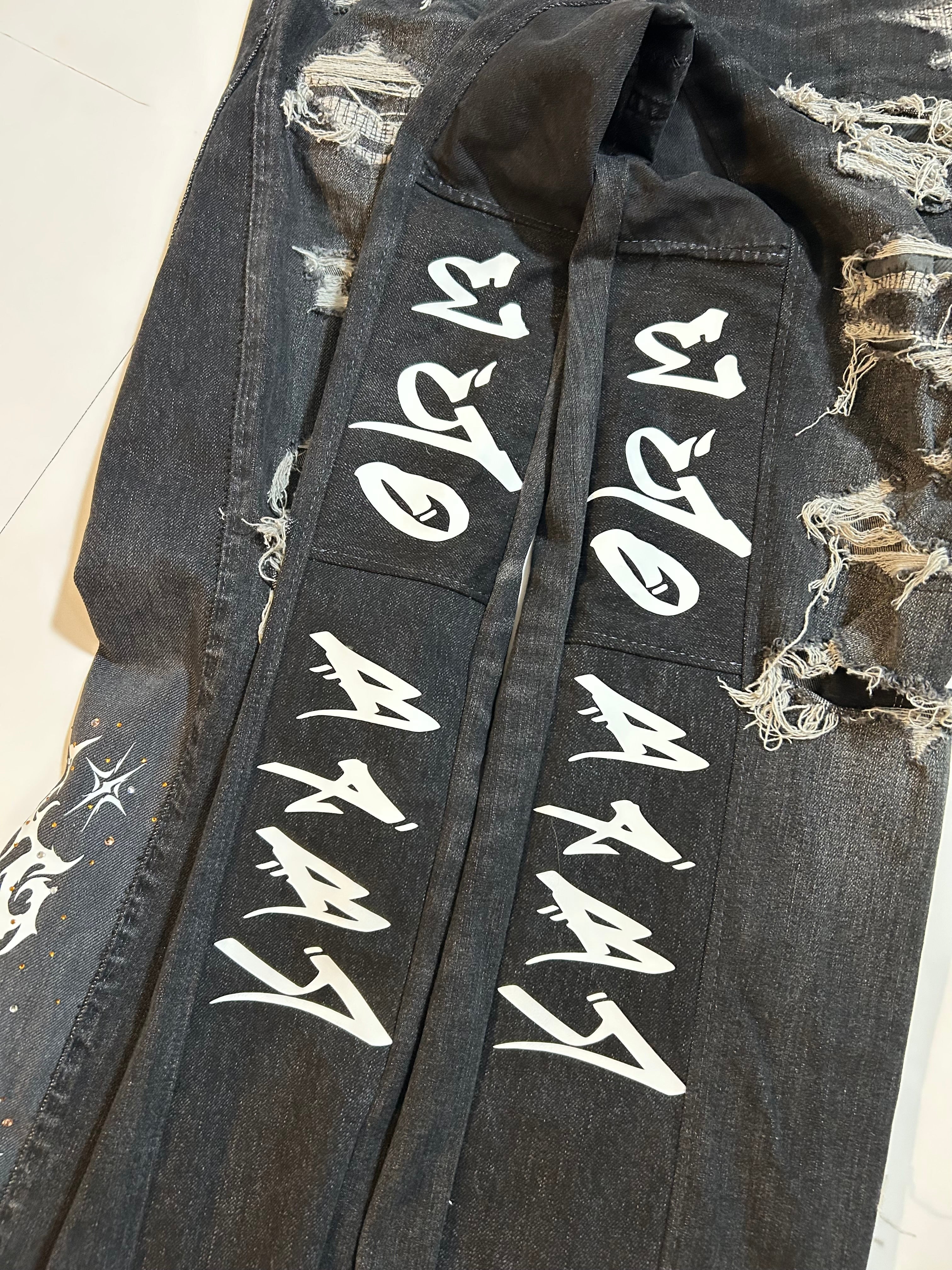 Wide Leg Upside Down Ripped Pants