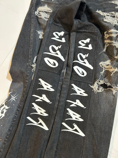 Wide Leg Upside Down Ripped Pants