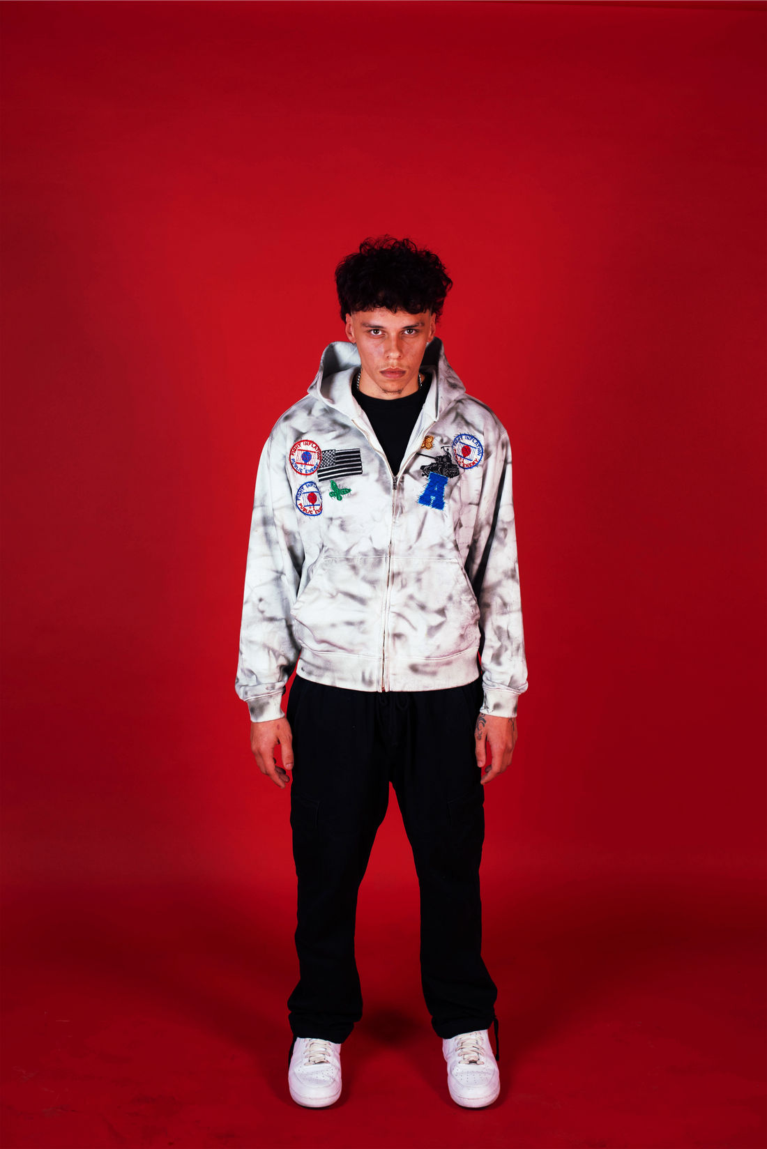 1-1 EB Dirty White Patchwork Zip-Up