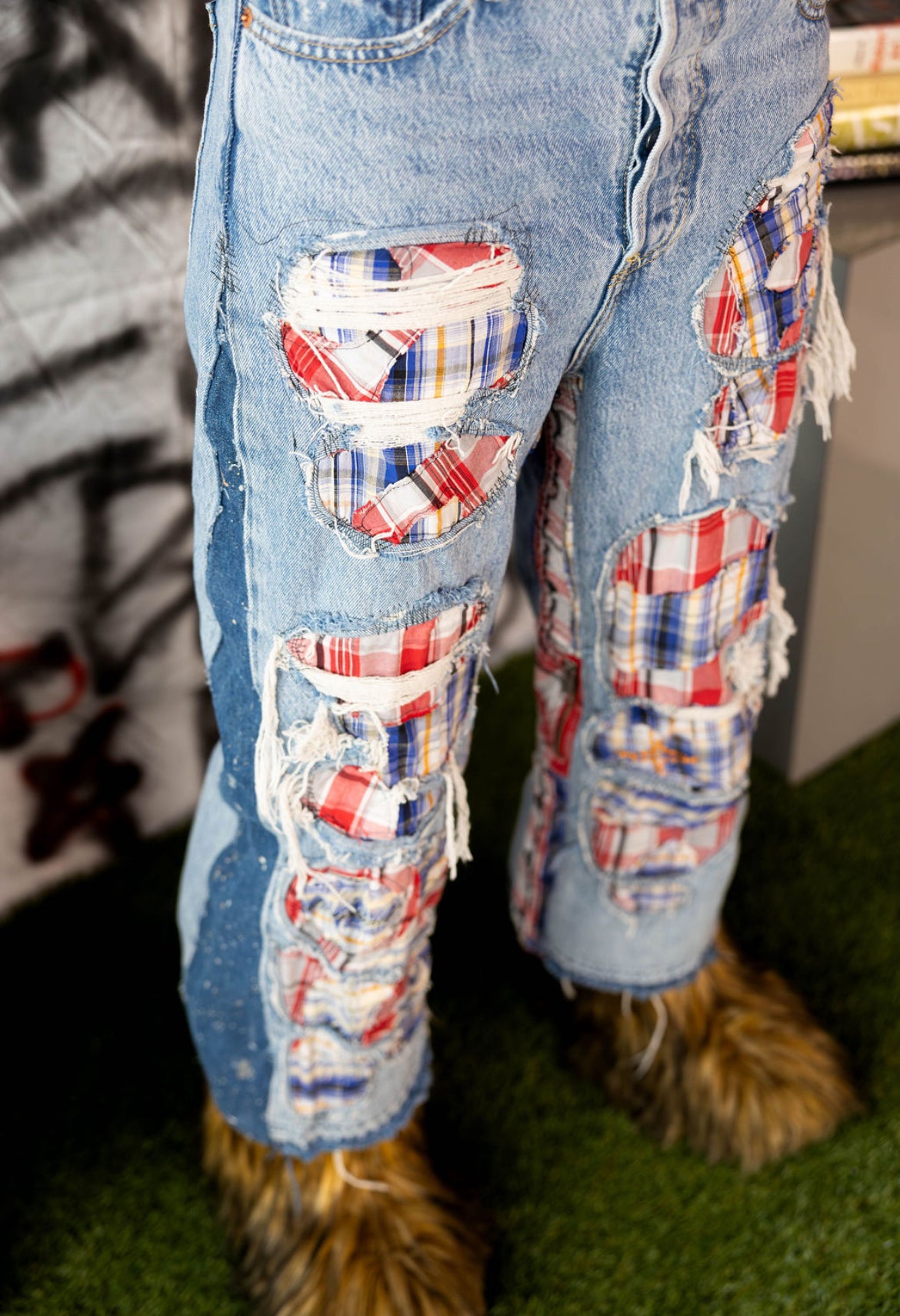1-1 Plaid Patch Pants