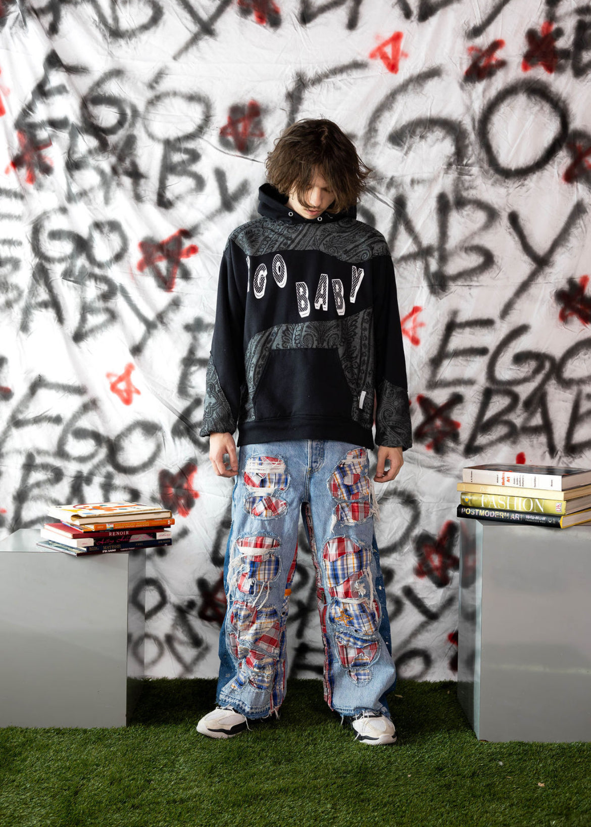 1-1 Plaid Patch Pants