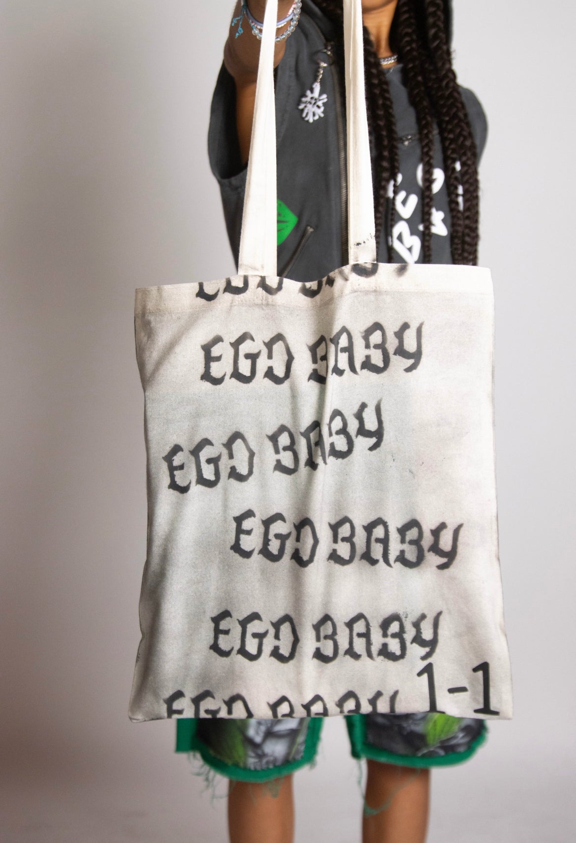 EGO BABY 1-1 flame/skull tote bag
