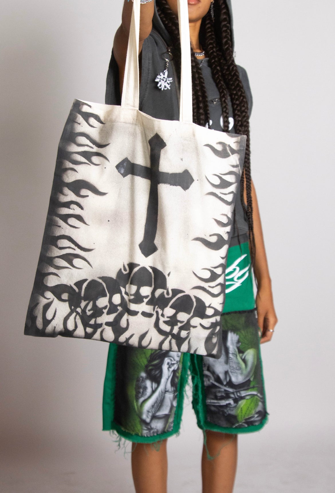 EGO BABY 1-1 flame/skull tote bag