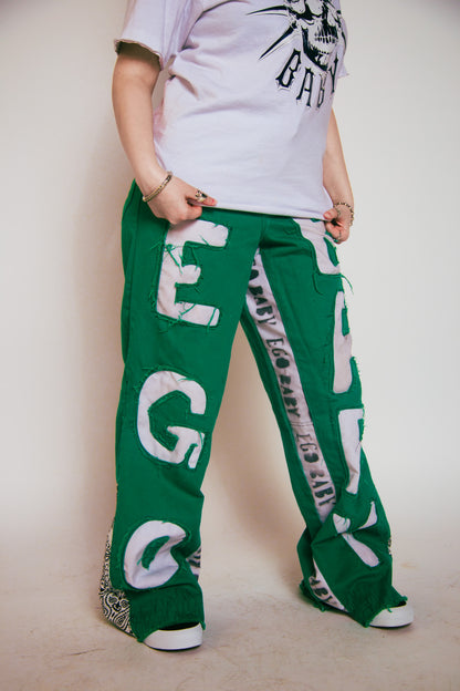 1-1 Green/White Letter Pants