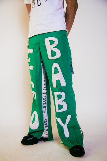 1-1 Green/White Letter Pants