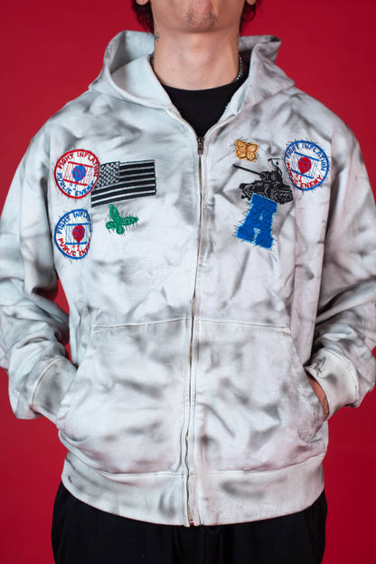 1-1 EB Dirty White Patchwork Zip-Up